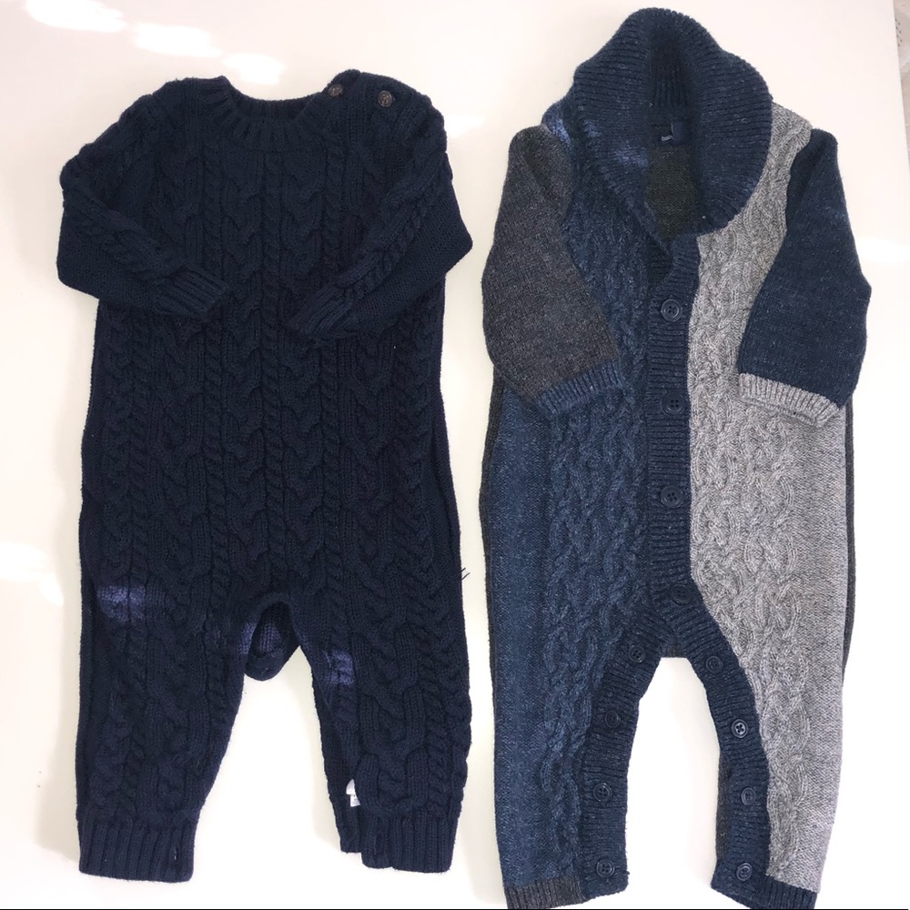 Two Baby GAP sweater one piece outfits